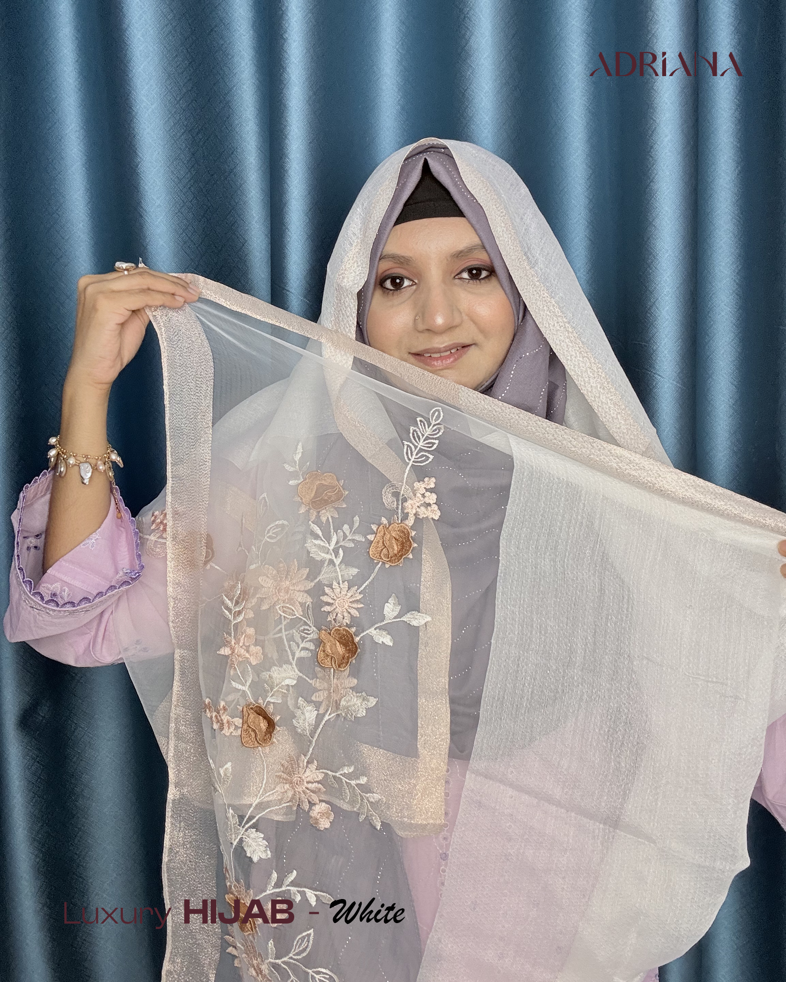 Premium  3D Flower zari Tissue  Hijab | 3D TS